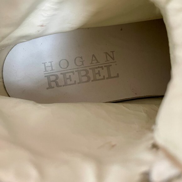 Women's Hogan Rebel R182 High Top Sneakers, Black Leather/SIiver Sequin, Size 36 - Picture 13 of 15